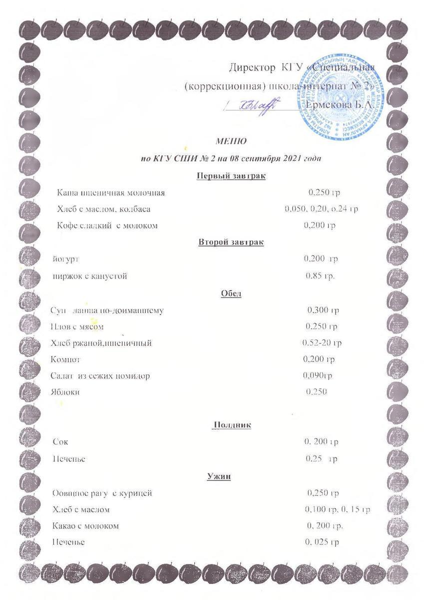 Меню на 08.09.2021